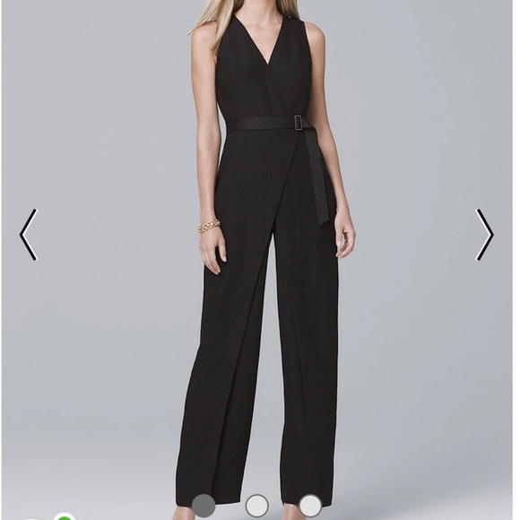 Black Crepe Wide-Leg Jumpsuit - Picture 1 of 7